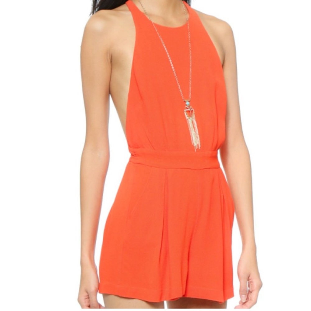 Backless orange romper